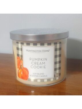 Huntington Home Soy Blend Scented 3-Wick Jar Candle, 14oz Pumpkin Cream Cookie